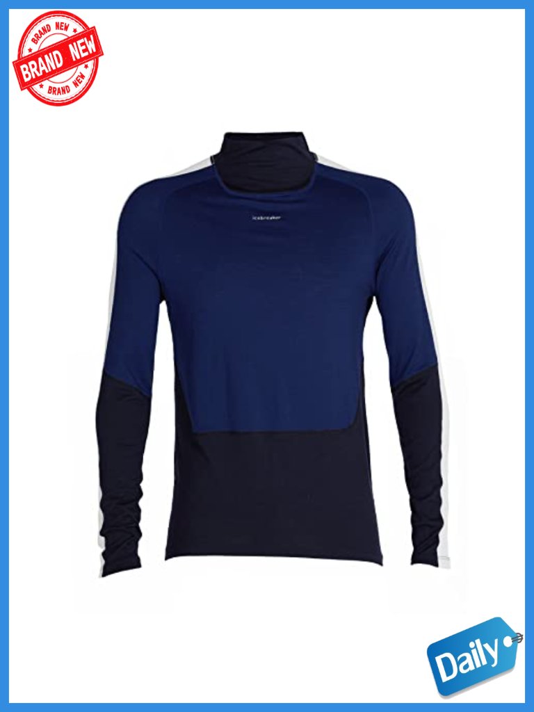 Merino Wool Long Sleeve Base Layer High Neck Mock Neck Fitted Top